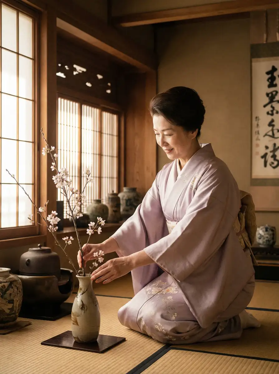 一位优雅的 蜜芽-最新优惠与热门商品|官网直销-每日更新 在和室中插花